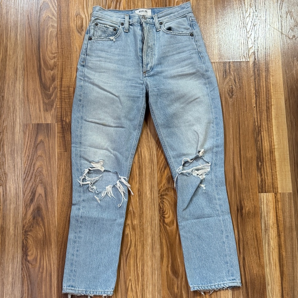 Agolde Riley Button Fly High-rise Straight Crop Jeans Size 23 Made in USA